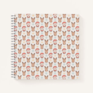 Cute Santa and Reindeer Pattern Notebook