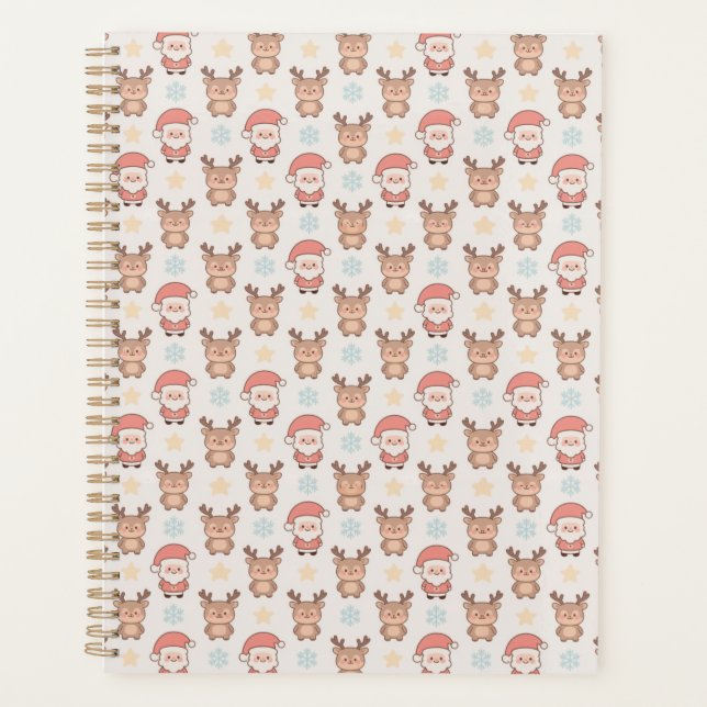 Cute Santa and Reindeer Pattern Planner (Front)