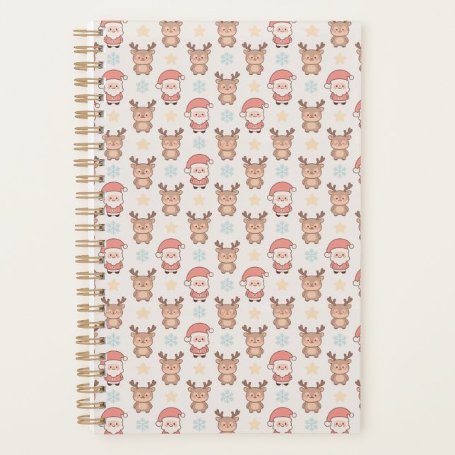 Cute Santa and Reindeer Pattern Planner (Front)