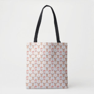 Cute Santa and Reindeer Pattern Tote Bag