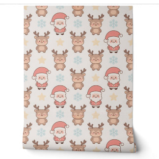 Cute Santa and Reindeer Pattern Wallpaper