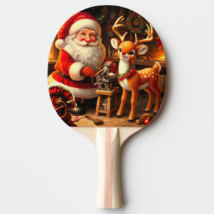 Cute Santa and Reindeer  Ping Pong Paddle