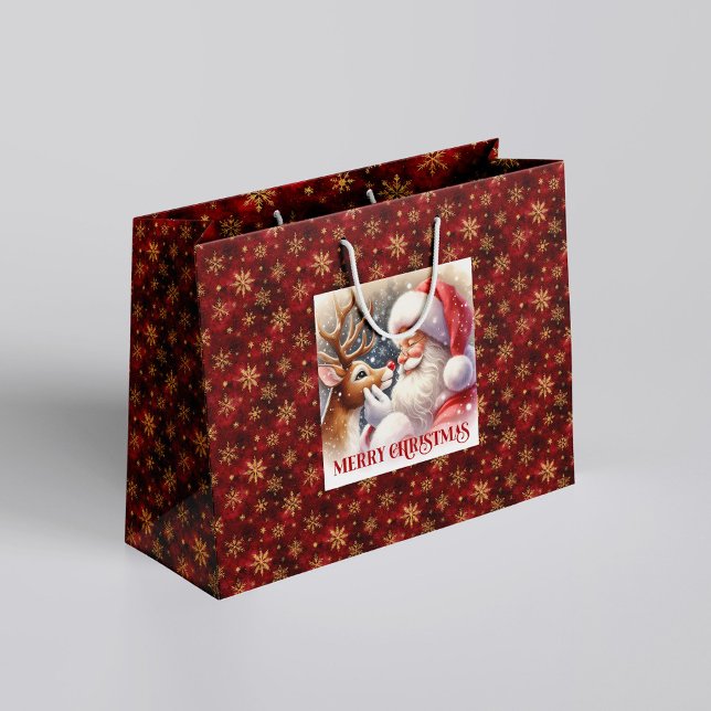 Cute Santa and Rudolph Classic Christmas Gift Bag (Cute Santa and Rudolph Classic Christmas Gift Bag)