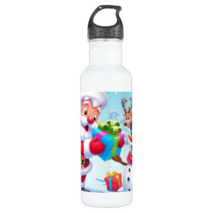 Cute Santa and Snowman 710 Ml Water Bottle
