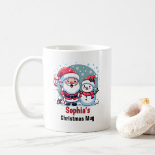 Cute Santa And Snowman Christmas Custom Coffee Mug