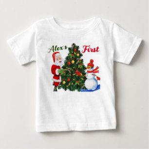 Cute Santa and snowman Christmas T-shirt