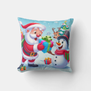 Cute Santa and Snowman  Cushion