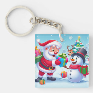 Cute Santa and Snowman Key Ring