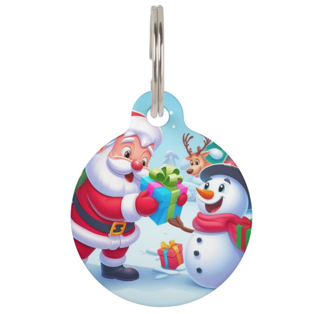 Cute Santa and Snowman  Pet Tag (Front)