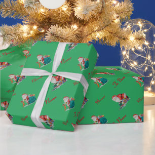 Cute santa and toys wrapping Christmas gifts Paper