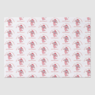 Cute Santa Axolotl Pattern Name Merry Christmas  Tissue Paper