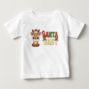 Cute Santa Baby Deer Baby T-Shirt