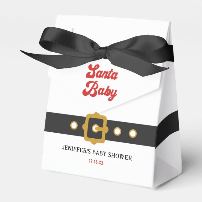 Cute Santa Baby Holiday Baby Shower Favour Box (Front Side)
