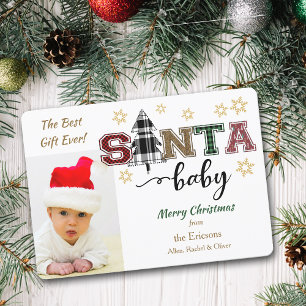 Cute Santa Baby Photo Announcement Christmas