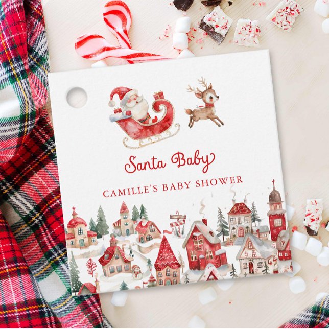 Cute Santa Baby Shower  Favour Tags (Santa Baby Shower Favor Tags)