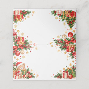 Cute Santa Bear Christmas Bi-Fold Place Card