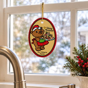 Cute Santa Bear Christmas Cookies Ceramic Tree Decoration