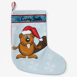 Cute santa beaver stocking