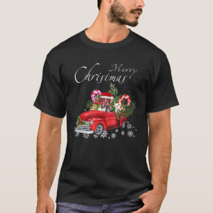 Cute Santa Boxer Dog Riding Red Truck Merry Christ T-Shirt