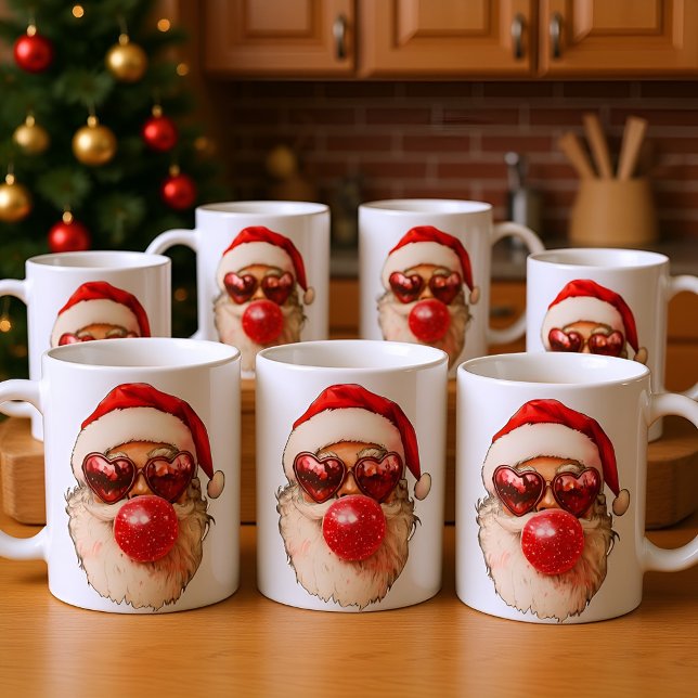 Cute Santa Bubble Gum Christmas Funny Santa Gifts  Coffee Mug (Creator Uploaded)