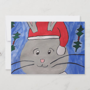 Cute Santa Bunny Flat Christmas Card