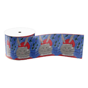 Cute Santa Bunny Grosgrain Ribbon