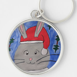 Cute Santa Bunny Key Ring