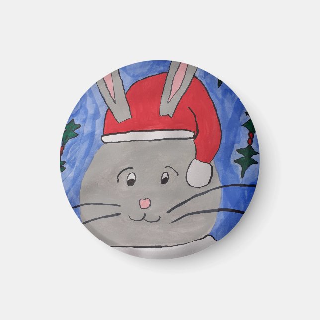 Cute Santa Bunny Magnet (Front)