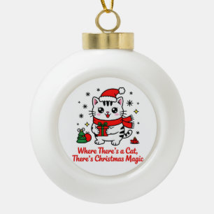  Cute Santa Cat Christmas - Holiday Tree Decor Ceramic Ball Christmas Ornament