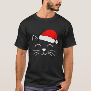 Cute Santa Cat Face Christmas Meow Kitty Pet Cat L T-Shirt