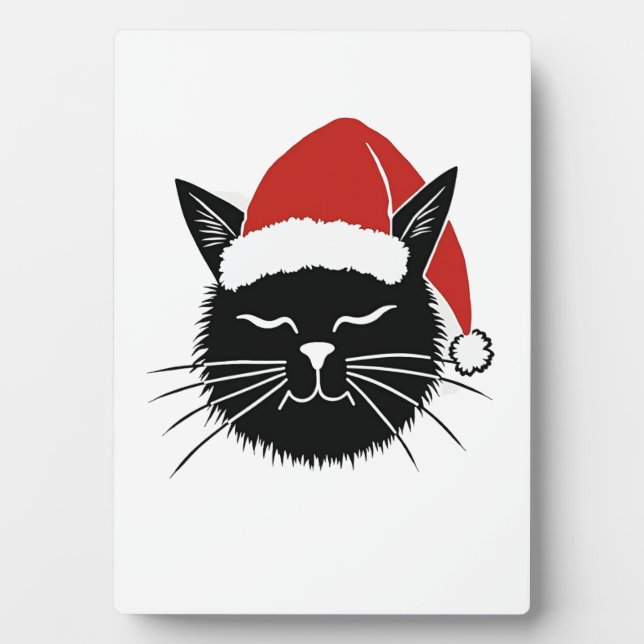 Cute Santa Cat Lover Christmas Men Women Kids T-Sh Plaque (Front)