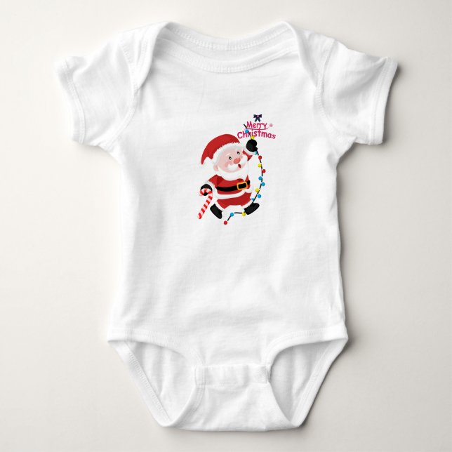 Cute santa celebrating baby bodysuit (Front)
