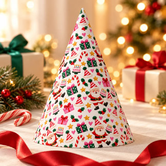 Cute Santa Christmas Birthday Festive Pattern Party Hat