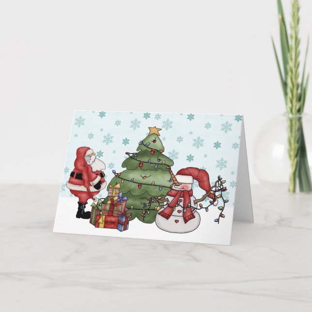 Cute Santa Christmas Greeting Card (Front)