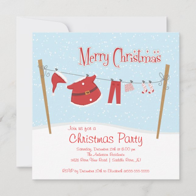 Cute Santa Christmas Holiday Party Invitations (Front)