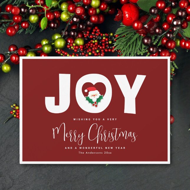 Cute Santa Christmas Joy Merry Christmas Greetings Holiday Card (Creator Uploaded)