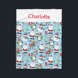 Cute Santa Christmas Kids Personalised Fleece Blanket<br><div class="desc">Personalised blankets make great gifts for kids during the holiday season.  This cute blanket features a santa and reindeer theme.  Personalise with any name to create a unique gift for any child this christmas.</div>