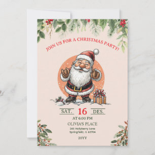 Cute Santa Christmas Party Invitation 