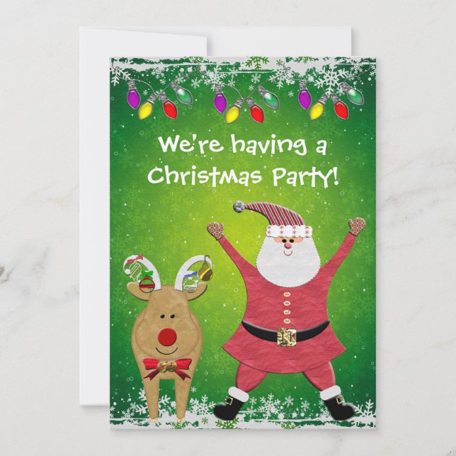 Cute Santa Christmas Party Invites (Front)