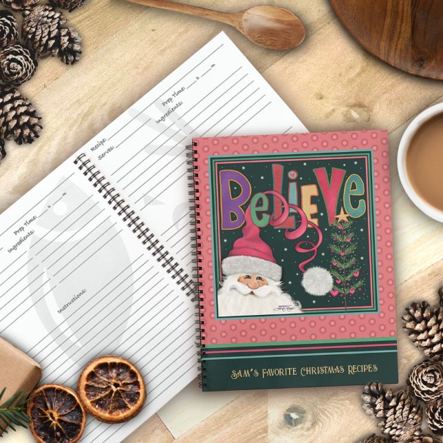 Cute Santa Christmas Pink Girly Recipe Notebook (Creator Uploaded)