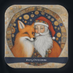 Cute Santa Christmas Plate<br><div class="desc">Customise this cute vintage Santa with a red fox plate for holiday gifts,  cookies,  and Christmas dinner.

Customise the greeting with your name,  surname or a custom message.</div>