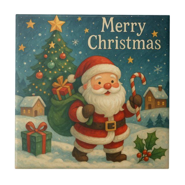 cute santa christmas tile (Front)