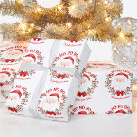 Cute Santa Christmas wrapping paper name<br><div class="desc">Cute Christmas Wrapping paper with a cute Santa Claus. Use the online template tools to personalise with a name, font, size and placement, the text is fully editable | Just the HO HO HO text is a part of the design, so it is permanent | Also, you can change the...</div>