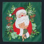 Cute Santa Claus And Cat Bandana<br><div class="desc">Festive Jolly Santa Claus</div>