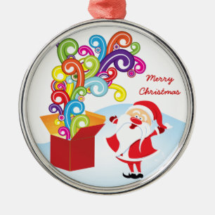 Cute Santa Claus And Gift Box Christmas ornament