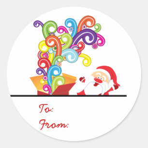 Cute Santa Claus And Gift Box Christmas Sticker