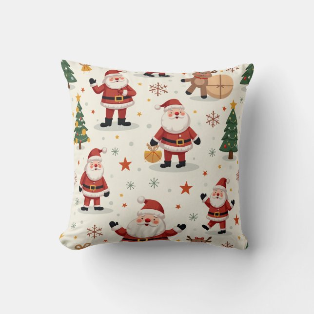 Cute Santa Claus and Rudolph decorated the Christm Cushion (Front)