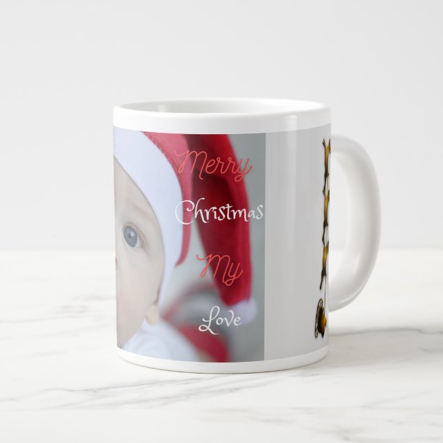 Cute Santa Claus Baby Photo Large Coffee Mug (Front Right)