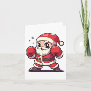Cute Santa Claus Boxing - Holiday-themed Christmas Card