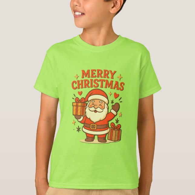  Cute Santa Claus Christmas Art –  Merry Christmas T-Shirt (Front)